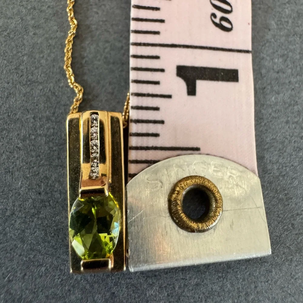 Midas 14K Gold Necklace with Peridot & Diamond Pendant - Picture 8 of 11